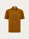 Ferragamo | Men's Polo Shirt With Zip Collar - Burnt Ocher