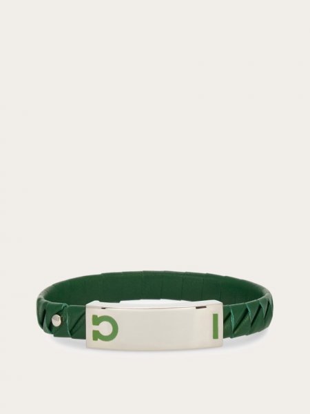 Ferragamo | Men's Gancini Bracelet - Forest Green