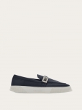 Ferragamo | Men's Hybrid Sneaker With Hug Buckle - Navy Blue