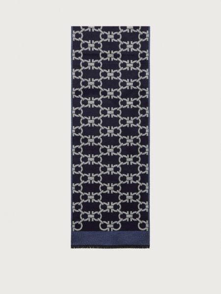 Ferragamo | Men's Gancini Scarf - Sky/Navy Blue/Ivory