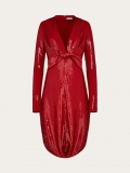 Ferragamo | Women's Sequin Dress With Knot Detail - Scarlet Red