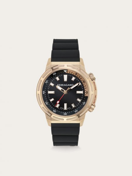 Ferragamo | Men's Sport Watch - Stainless Steel And Ip Rose Gold/Black