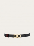 Ferragamo | Women's Reversible And Adjustable Gancini Belt - Black/Flame Red