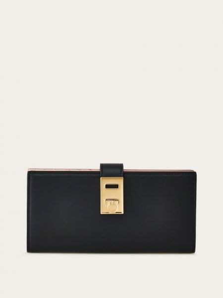 Ferragamo | Women's Hug Continental Wallet - Black/Nylund Pink