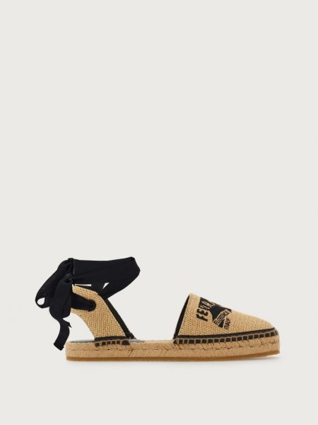 Ferragamo | Women's Flat Espadrilles - Honey/Black