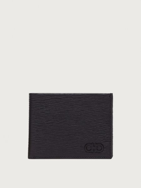 Ferragamo | Men's Gancini Wallet With Id Window - Black/Dark Rain