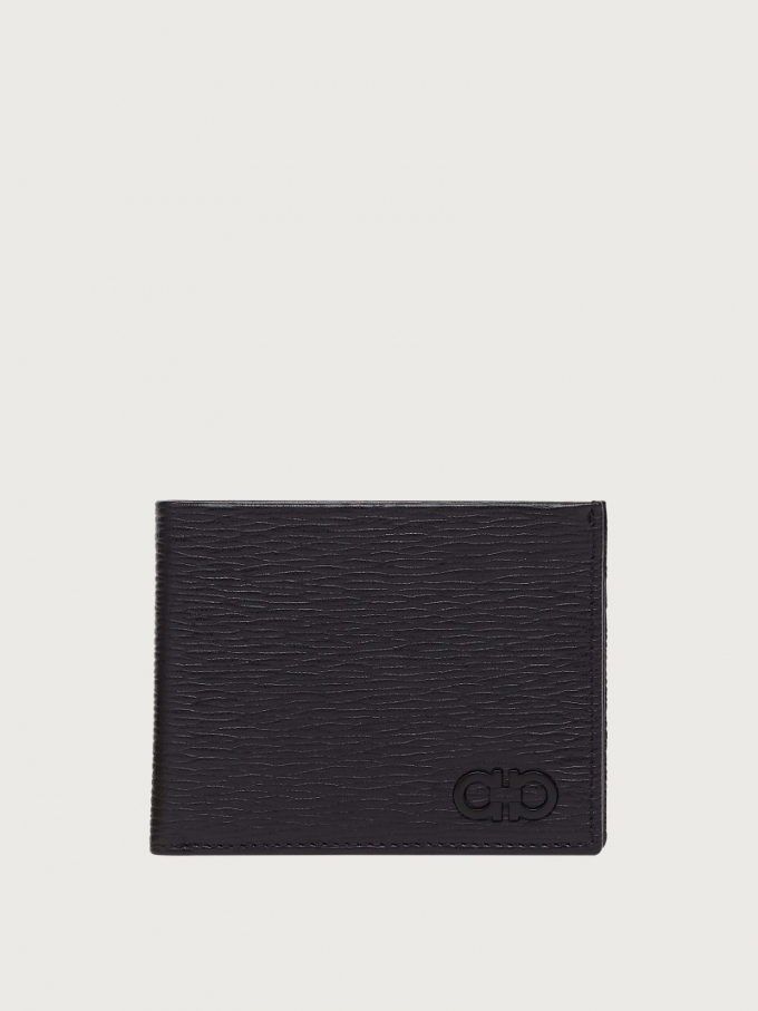 Ferragamo | Men's Gancini Wallet With Id Window - Black/Dark Rain