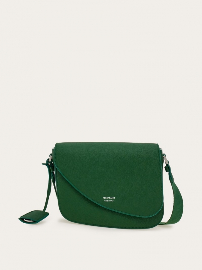 Ferragamo | Men's Fiamma Crossbody Bag - Forest Green