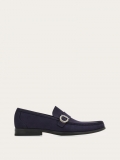 Ferragamo | Men's Moccasin With Gancini Ornament - Navy Blue