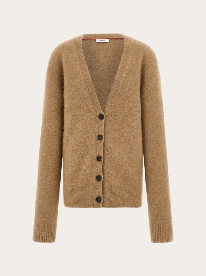 Ferragamo | Women's Oversize Wool And Alpaca Cardigan - Nude