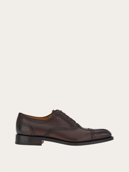 Ferragamo | Men's Tramezza Oxford Brogue - Tamarind/Testa Di Moro