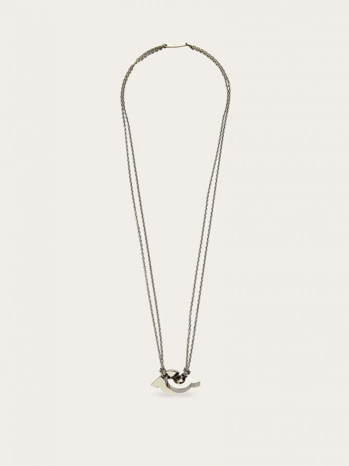 Ferragamo | Men's Gancini Pendant Necklace - Palladium