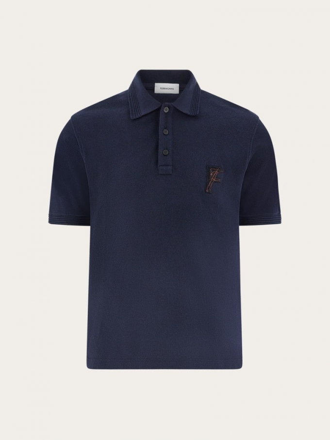 Ferragamo | Men's Organic Cotton Polo Shirt - Navy Blue