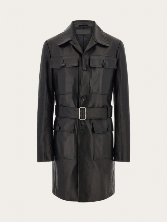 Ferragamo | Men's Leather Coat - Black