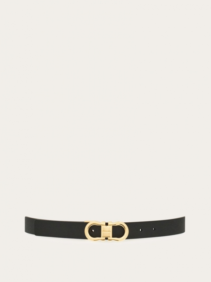 Ferragamo | Women's Adjustable And Reversible Gancini Belt - Black/Cognac