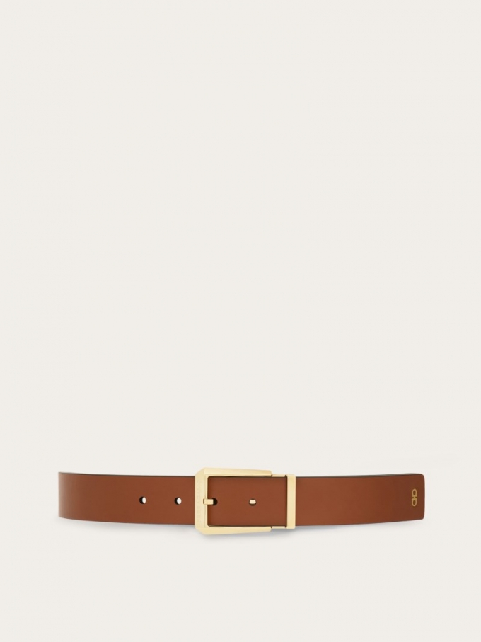 Ferragamo | Men's Reversible And Adjustable Belt - Cognac/Black