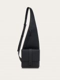 Ferragamo | Men's Asymmetric Shoulder Bag With Gancini Buckles - Black