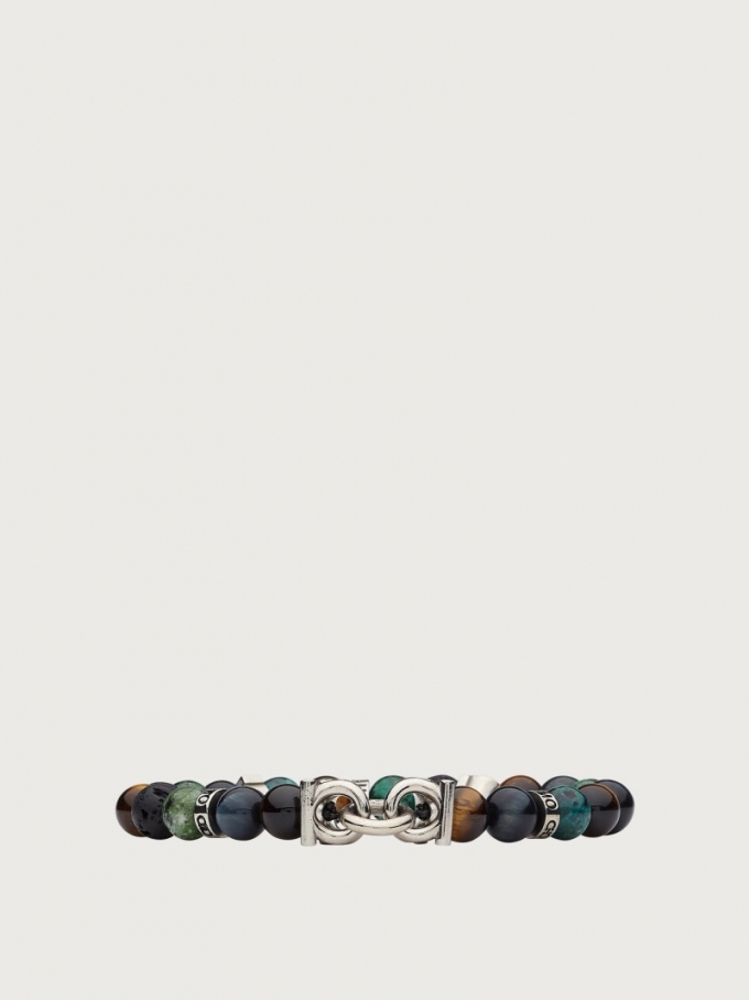 Ferragamo | Men's Elasticated Bracelet With Gancini - Multicolor (Size 19)