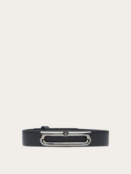 Ferragamo | Men's Bracelet With Gancini Ornament - Black