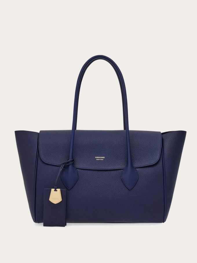 Ferragamo | Women's East-West Tote Bag - Midnight Blue