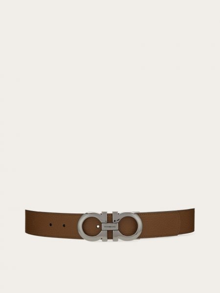 Ferragamo | Men's Reversible And Adjustable Gancini Belt - Brown Sugar/Black