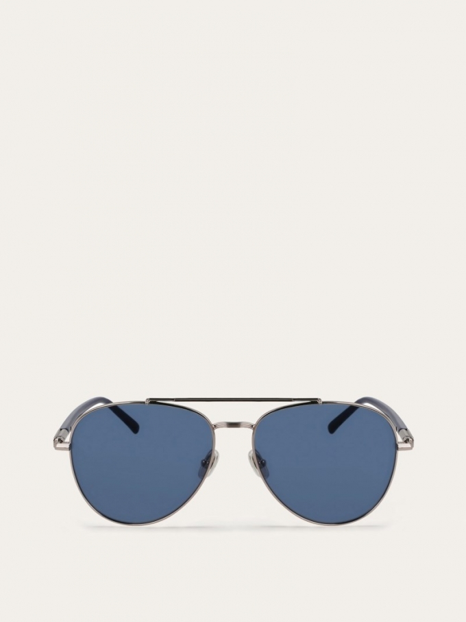 Ferragamo | Men's Sunglasses - Pale Ruthenium/Blue