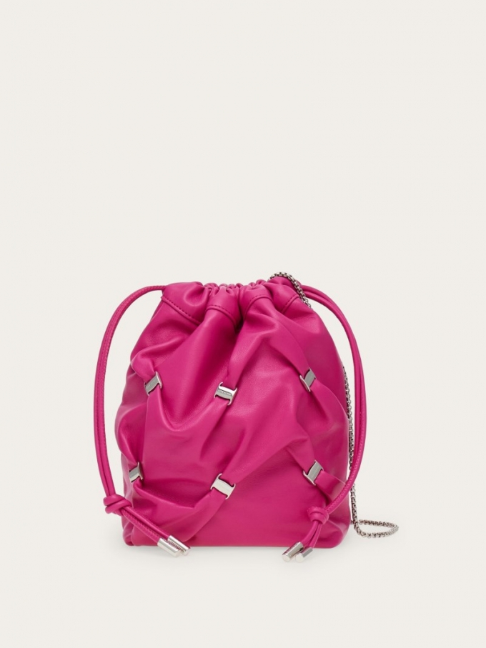 Ferragamo | Women's Mini Bucket Bag With Vara Bows - Cerise Pink