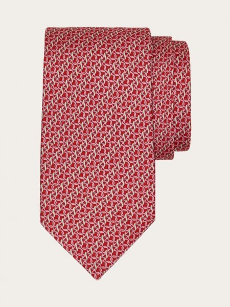 Ferragamo | Men's Gancini Print Silk Tie - Red