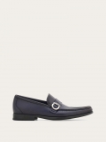 Ferragamo | Men's Moccasin With Gancini Ornament - Midnight Blue