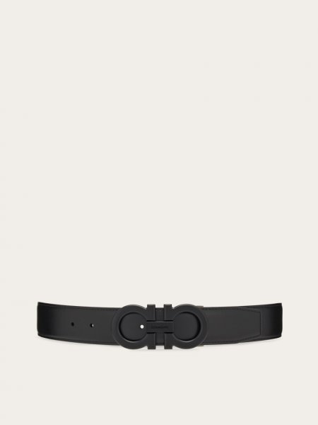 Ferragamo | Men's Reversible And Adjustable Gancini Belt - Black/Marine Blue