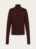 Ferragamo | Women's Knitted Mock Neck Top With Cut Out Detail - Dark Oxblood