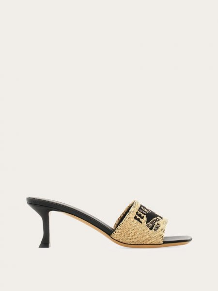 Ferragamo | Women's Jacquard Slide With Logo - Honey/Black