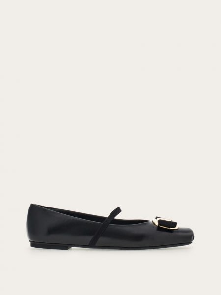 Ferragamo | Women's New Vara Plate Ballet Flat - Black