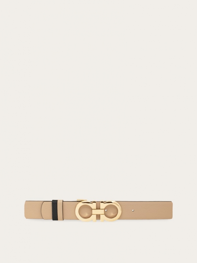 Ferragamo | Women's Adjustable And Reversible Gancini Belt - Deer/Black