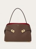 Ferragamo | Women's Hug Soft Bicolor Shoulder Bag - Clay/Flame Red