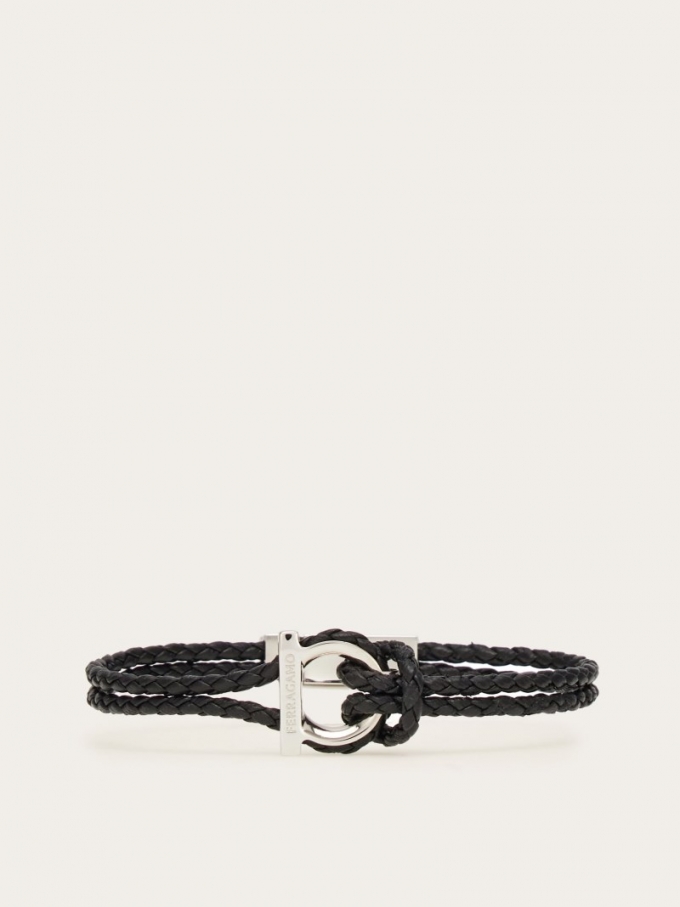 Ferragamo | Men's Gancini Bracelet - Black (Size 19)