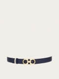 Ferragamo | Women's Reversible And Adjustable Gancini Belt - Midnight Blue/Mascarpone