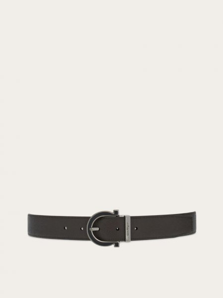 Ferragamo | Men's Adjustable Gancini Belt - Black/Dark Brown