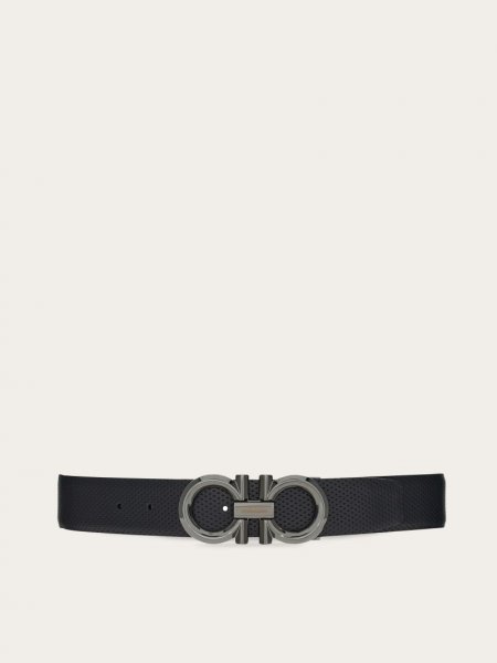 Ferragamo | Men's Reversible And Adjustable Gancini Belt - Black/Navy Blue