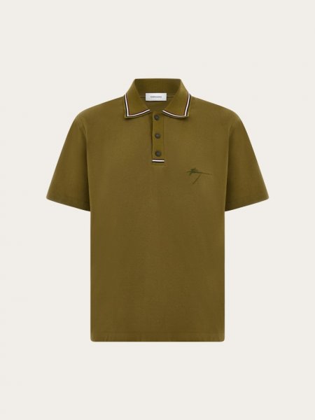 Ferragamo | Men's Signature Polo - Olive Green