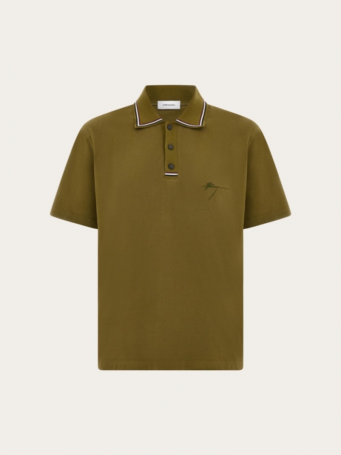 Ferragamo | Men's Signature Polo - Olive Green