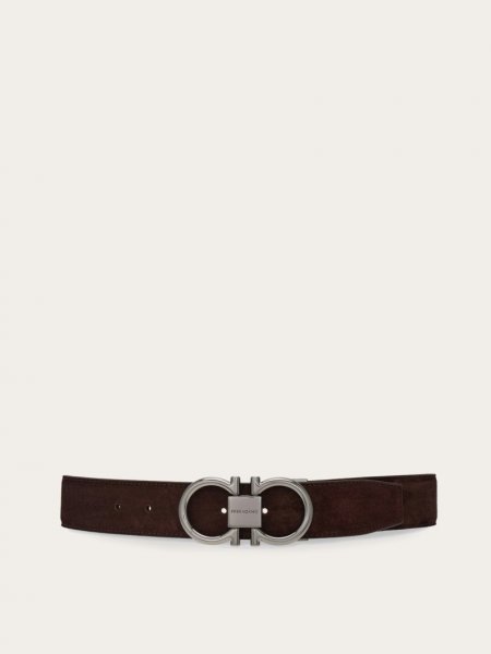 Ferragamo | Men's Adjustable Gancini Belt - Dark Brown/Beige