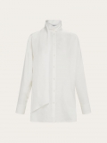 Ferragamo | Women's Viscose Blouse With Sash Collar - Mascarpone