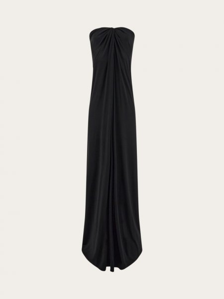 Ferragamo | Women's Sleeveless Long Dress With Gathered Detail - Black