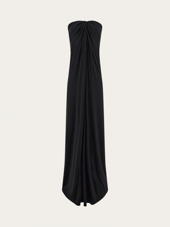 Ferragamo | Women's Sleeveless Long Dress With Gathered Detail - Black