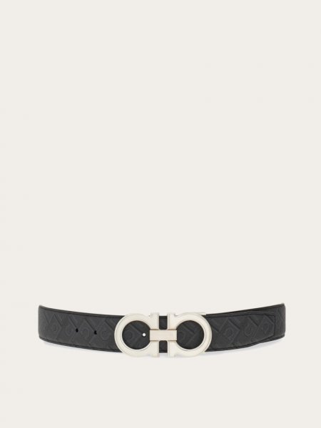 Ferragamo | Men's Reversible And Adjustable Gancini Belt - Black/Grey