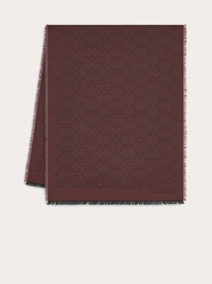 Ferragamo | Men's Silk And Cashmere Stole - Bordeaux