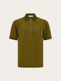 Ferragamo | Men's Polo Shirt With Zip Collar - Olive Green