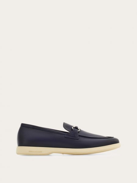 Ferragamo | Men's Casual Loafer With Gancini Ornament - Midnight Blue