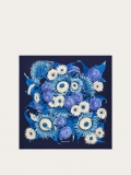 Ferragamo | Women's Sunflower Print Silk Scarf - Marine Blue